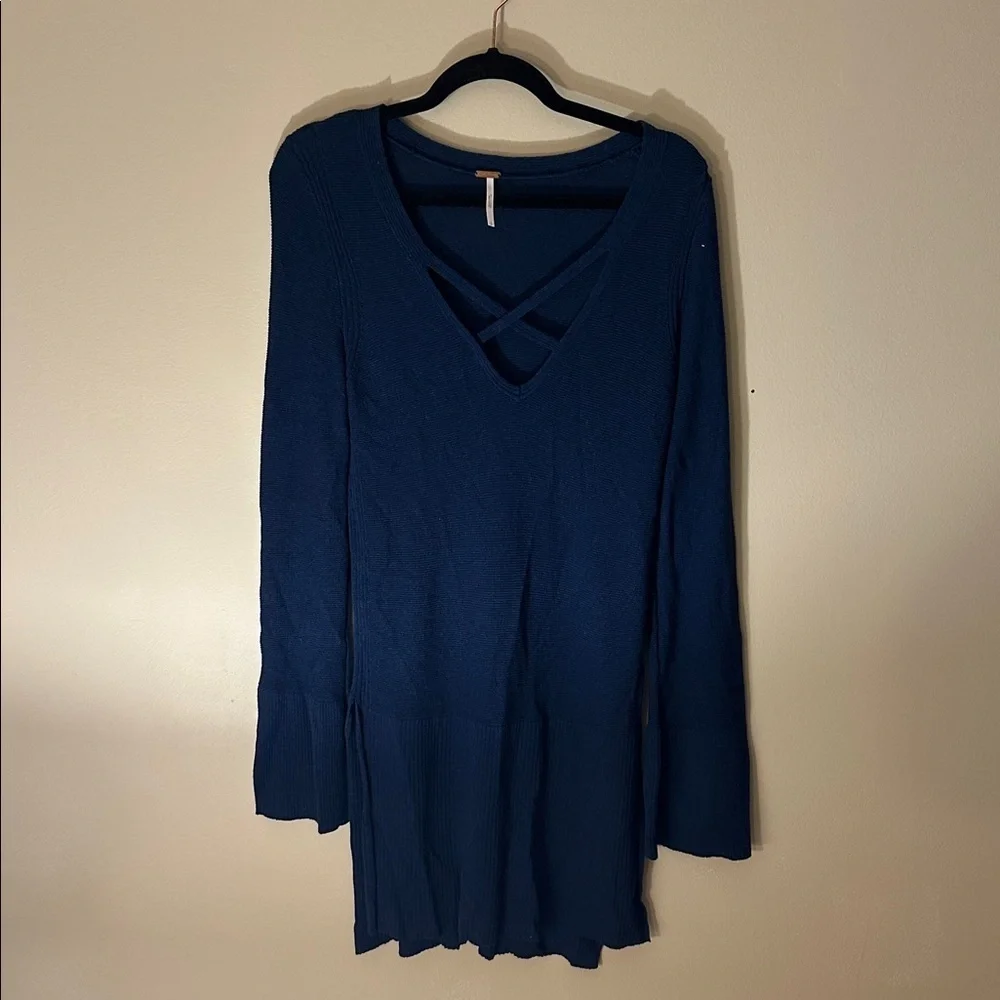 Free People Deep Blue Knit Top